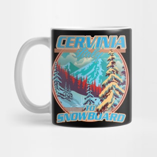 Cervinia Italy Snowboarding logo. Mug